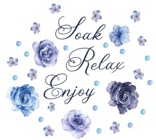 Soak Relax Enjoy Wall Sticker Purple Flower Wall Art for Bathroom Decor | 30*60 cm,Bathtub sticker,Waterproof Quotes Decals