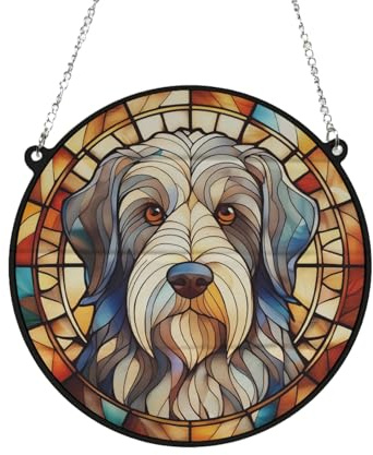 Bearded Collie Stained Glass Effect Suncatcher Gift for Dog Lovers - 13cm