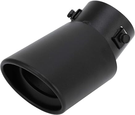 VekAuto Curvado Inclinado Punta De Escape, 1.2 - 2.4 Entrada 3.4 Salida 5.1 Longitud Tubo De Escape Universal Para Coche Perno En Acero Inoxidable Negro Mate