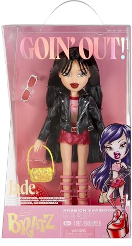 Bratz Goin' Out! Doll - Jade - 1 Sammlerpuppe mit Accessoires, einem Outfit, einer Handtasche, einer Sonnenbrille und einer Bürste - Kinderspielzeug - ab 6 Jahren, Rot