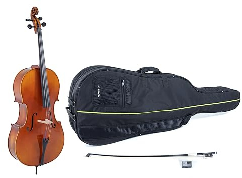 GEWA Cello, Cellogarnitur Serie Maestro 1 VC3-1/4 Spielfertig inkl. Tasche, Carbon Bogen und Larsen Aurora Saiten