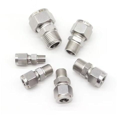 EKHNMTCM SS 304 Edelstahl Doppel Ferrule Kompression Stecker 6mm 8mm 10mm 12mm Rohr zu 1/8 1/4 3/8 1/2 männlichen Rohr Armaturen(1-2in (12.7mm),3-4 N T Male Thread)