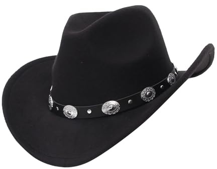 Harilla Klassischer Western Cowboyhut für Halloween, breite Krempe, Bequeme Kostümrequisiten, Cosplay-Cowgirl-Hut Weihnachtsmütze für Frauen im Freien, Berufe, Angeln, Bühnenauftritt, stil m