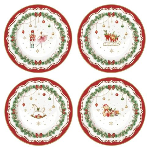 EASY LIFE SET 4 PIATTINI DESSERT NATALIZI 19 CM - MAGIE DE NOEL