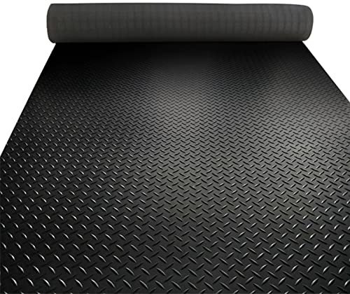 Tapis de sol de garage en caoutchouc robuste noir de 3 mm d'épaisseur, rouleau de revêtement de sol en PVC pour protection sous la voiture, disponible en différentes largeurs (0,8 x 0,8 m)