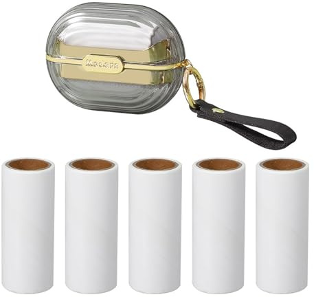 Double-Sided Reusable Lint Roller with 5 Replacement Heads for Dust Removal on Clothing and Bags - Portable for Travel