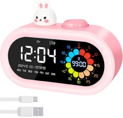 SHAGHAFI Digital Clock Battery Operated: Cordless 2000mah Battery Charging for Travel Classroom - Desk Alarm Clock with Timer Countdown for Study Office (Pink)