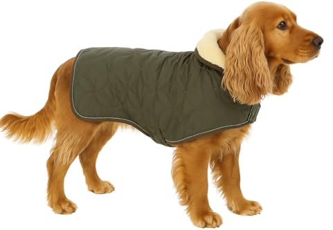 Flamingo Hundemantel Winter – Ushi Khaki – 45cm – warm & modisch – Polyester – wasserabweisend – Fleece-Innenfutter – Klettverschluss – reflektierend – Geschirröffnung