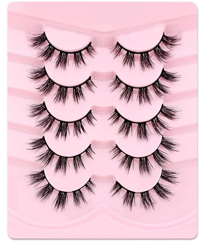 3D lösögonfransar kattöga, fluffig volym curly kattöga konstgjorda ögonfransar naturligt utseende, återanvändbara handgjorda falska mink make-up ögonfransar 5 parpack (FDH-06)