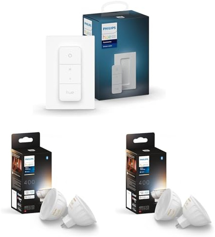 Philips Hue Erweiterungspaket - GU5.3 - mit 4 Spots (MR16) - 12V - Warm- bis Kaltweißes Licht - Inkl. 1 Hue Dimmschalter - Hue White Ambiance
