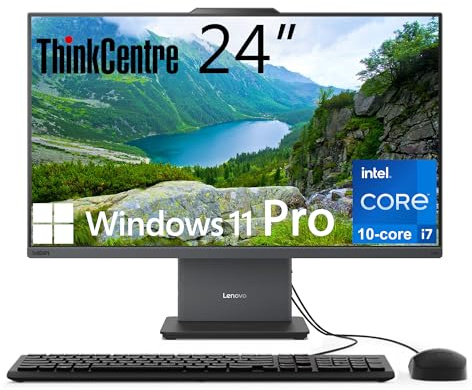 Lenovo ThinkCentre All-in-One Desktop Computer, Display FHD IPS da 24 pollici, Processore Intel Core i7-13620H a 10 core, DDR5 da 64 GB, SSD da 4 TB, Wi-Fi 6, HDMI in&Out, USB-C, KB e mouse cablati