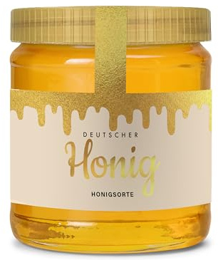 Honigetiketten 500 g personalisierbar mit Gewährverschluss – Aufkleber für Honiggläser selbst gestalten – selbstklebend, ablösbar – ab 25 Stück – (HONIG - 500 g - GEW6)