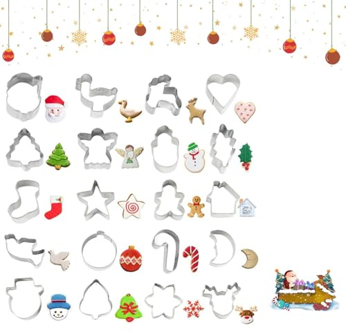 Mini Moldes Galletas, 20 Piezas Cortador De Galletas De Navidad, 3D Molde Galleta Navidad, Mini Cortador De Moldes, Para Galleta De Bricolaje, Copos De Nieve, Hombres De Jengibre