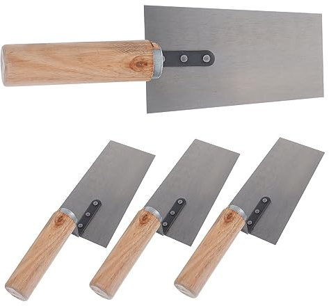HONITANO Set 4 Pezzi Cazzuole in Acciaio Inossidabile Design a Rivetto, Spatola per Intonaco e Livellamento, Utensili da Muratura Resistenti per Finitura Cemento e Piastrelle