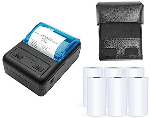 IXMLDAXD Impresora, Mini Impresora de Etiquetas, portátil, Mini máquina Multifuncional con Bluetooth, Compatible múltiples Sistemas for el hogar y la Oficina(Add Case Six Rolls)