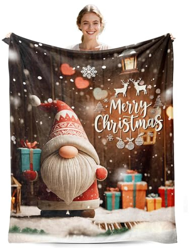 Weihnachtsdecke, Plüsch Kuscheldecke Weihnachten, Flauschig Christmas Blanket, Flanell Weihnachtsdecken, Weihnachts Kuscheldecke für Couch Sofa Bett Lounging Xmas Weihnachts Geschenke153x204cm (Braun)