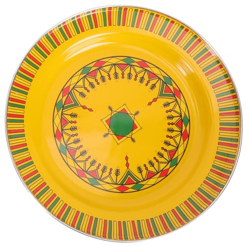 CLISPEED Assiette Émaillée à Rayures pour Service de Fruits et Snacks Plateau Vintage pour Table de Cuisine et Restaurant Plat de Présentation Simple et Résistant