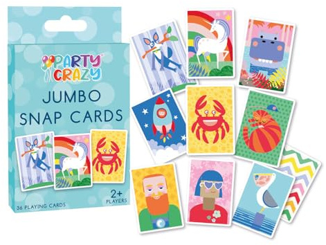 Happium Jumbo Snap Playing Cards Game for Kids – 36 Large Colourful Picture Cards, Educational Matching Game for Boys & Girls Age 3+, Fun Family Travel Game