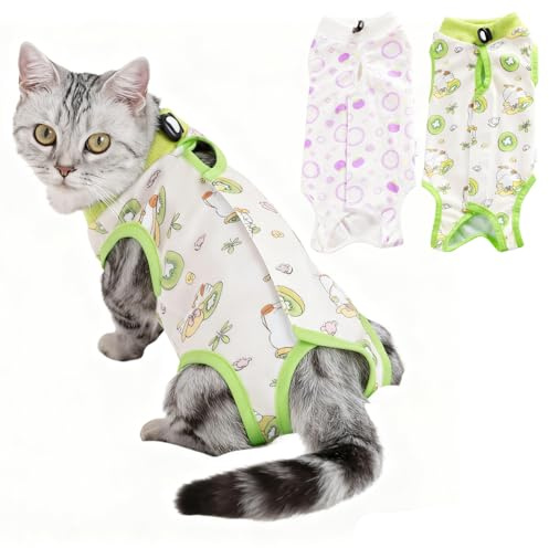 2 Pack Cat Recovery Suit,Spay Surgical Suits for Female Cats,Cat Surgery Recovery Suit for Abdominal Wound Skin Diseases