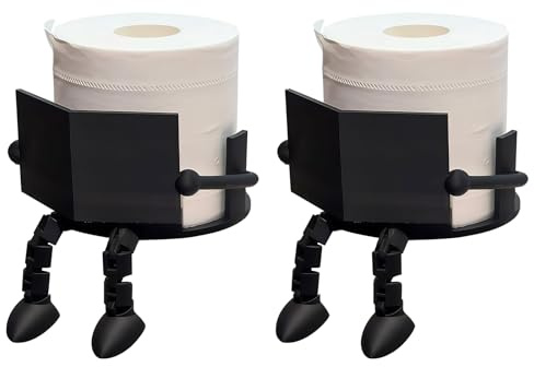 2er Set Toilettenpapierhalter,3D Gedrucktes Design Lustiges Serviettenspender, Taschentuchhalter für Badezimmer, einfache Installation für Badezimmer, Küche, Camping und Reisen (Schwarz)