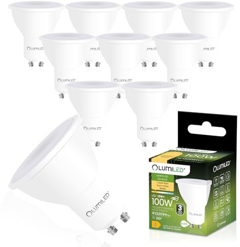 Lumiled LED Leuchtmittel GU10 PAR16 12W Ersetzt 100W 1320lm 3000K Warmweiß 120° Abstrahlwinkel 10er Pack Spots Energieeffizient Reflektor Lampe Nicht dimmbar
