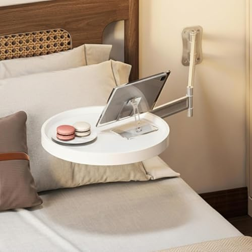 Adjustable Wall Mounted Folding Table, 28cm Small Round, White