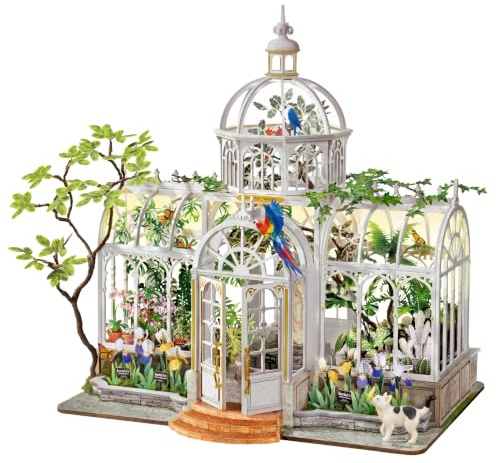 Rolife Botanical Oasis Kit Casa in Miniatura Fai-da-Te con LED per Adulti | Casa botanica in miniatura di livello esperto con 1.168 pezzi, oltre 20 piante, LED caldo e scocca antipolvere