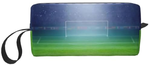 Meymuise Kosmetiktasche, Fußball – Grünes Stadion mit Flutlicht | Kompakter, vielseitiger Reißverschluss-Verzierung mit Füllung und Griff Tech-Zubehör, Reisen, Arbeit den täglichen Gebrauch