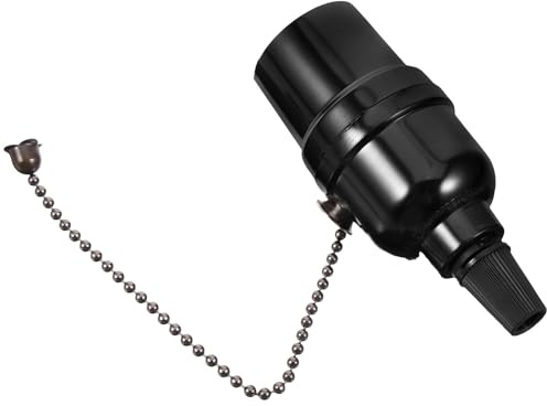 Portalámparas Cadena de Tracción de Baquelita 250v 250w E26 | Negro, Diseño Extraíble, para Diversas Luminarias, Aislamiento Superior