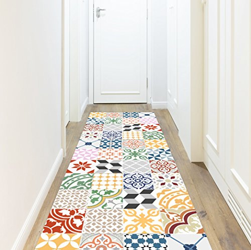 VINILIKO Design | Alfombra Vinílica Patio de Colores 80x300 cm - Antideslizante, Impermeable, Lavable - Varios Tamaños - Alfombra Vinilo Salón, Cocina