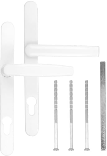 Türgriff/Türdrücker/Türklinke/Drückergarnitur DHS 92mm (Schildbreite 25mm) Oval - Weiß RAL 9016 - Flachgriff