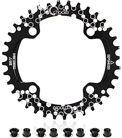 EASTERN POWER Plato Bicicleta Montaña, Plato 30/32/34/36/38 Dientes BCD 104, Aluminio Monoplato 30T/32T/34T/36T/38T MTB, Rojo/Negro