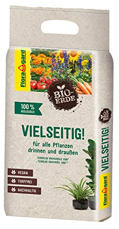 Floragard Bio-Erde Vielseitig 3 L – torffreie, vegane Bio-Universal- & Blumenerde mit lockerer Struktur & guter Wasserspeicherung – ideal für Zimmer-, Balkon-, Kübel- & Gartenpflanzen