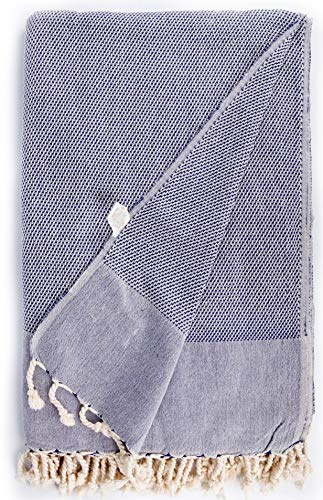 Bersuse 100% Baumwolle - Ventura XXL Strandtuch Sofa-Überwurf - Dunkelblau