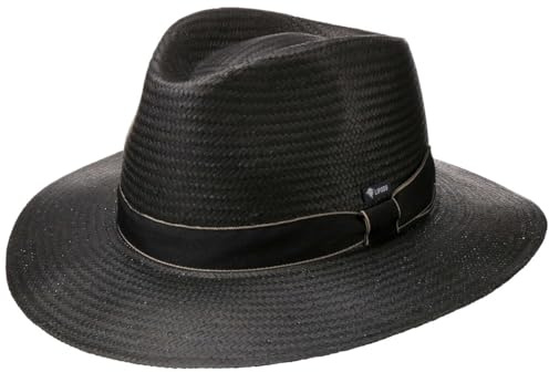 Lipodo Black Traveller Strohhut Damen Herren Made in Italy Sonnenhut 100% Papierstroh Ripsband Strandhut Frühjahr Sommer