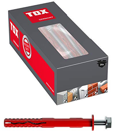 TOX Rahmendübel Fassad KB 10 x 220 mm + Schraube, Dübel für sichere Befestigungen von Fassaden, Türen und Fenstern in fast allen Baustoffen, Durchsteckmontage, 25 Stück im Karton, 062101671