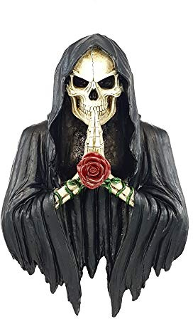 IM Deko Wandfigur Reaper Skelett mit Rose betend Gothic Halloween Fantasy Deko Sensemann