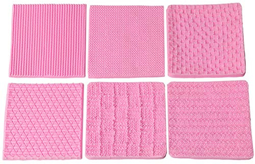 DUBENS 6er Set Stricken Silikon Form Textur Matte Sugarcraft Kuchen Grenze Dekoration Cupcake Topper Polymer Clay Gumpaste Form