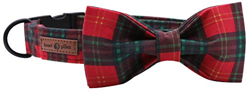 Lionet Paws Hundhalsband med fluga, hållbar justerbar och bekväm bomullskrage för medelstora hundar, hals 34–55 cm