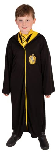 Rubies - Harry Potter - Vestito ufficiale Tassorosso - Costume per bambini - 7-10 anni - Costume nero con cappuccio - per Halloween, Carnevale - Idea regalo Natale