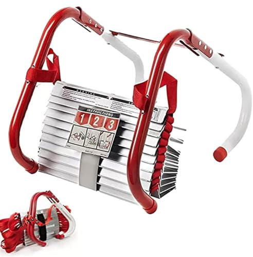 Cashwise Emergency Fire Escape Ladder, 4 Story Portable Safety Reusable Ladder for Adults with Anti-Slip Rungs and Wide Steps for Windows and Balcony