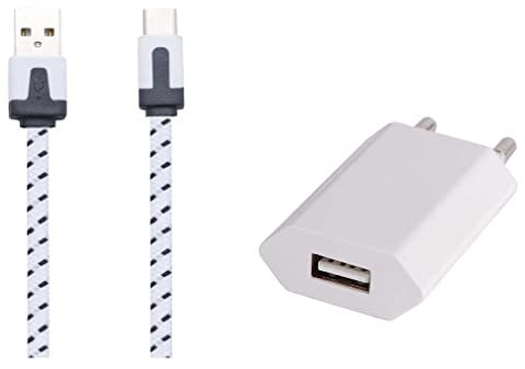 Pack Chargeur pour XIAOMI 11T Pro Smartphone Type C (Cable Noodle 1m Chargeur + Prise Secteur USB) Murale Android (Blanc)