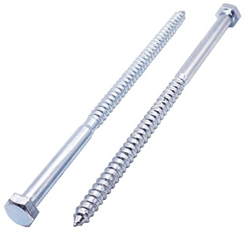 SKIR'CO (2 Stück) DIN 571 verzinkter Stahl Sechskantkopf Holzschrauben M12 x 300 mm, Schrauben, Sechskantschraube, Schlüsselschrauben