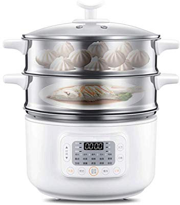 REJOON Vaporiera elettrica for Alimenti, vaporiera for Verdure 3 Strati, cestelli impilabili con Timer, Diametro 32,4 cm