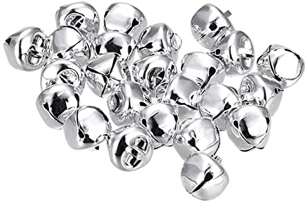 sourcing map 48 Stück Glöckchen, Metallglöckchen, 10mm Glöckchen Zum Basteln, Kleine Glocken, Schellen für Handwerk, DIY Weihnachten Dekoration, Geschenkdeko, Silberton