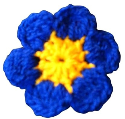 Forget me not brooch, Forget me not Flower brooch, Gift for mum, Crochet blue and yellow brooch, Handmade Forget me not badge