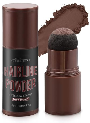 Hairline Powder Stick, Hairline Contouring Shadow Powder Stick for Women Men Instantly Conceals Hair Loss, Thinning Hair, Bald Spots, Long Lasting & Waterproof Root Cover up (Dark Brown)