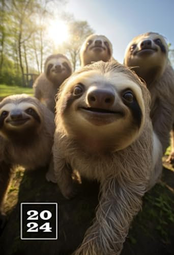 2024: A6 Wochentaschenkalender | 1 Woche auf 2 Seiten Terminplaner | Buchkalender im Mini Format | Weekly Planner Kalender | Jahresplaner Kalenderbuch ... Planer Klein & Kompakt | Faultier Selfie