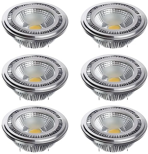 TPMAFF AR111 G53 LED-Reflektorlampe, 15 Watt, COB, 1500 Lumen (entspricht 120 W ES111), 60° Abstrahlwinkel, Strahler, AC 85 V–265 V, nicht dimmbar (6 Stück)