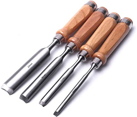 Samnuerly Chrome Vanadium SteelCarpenter Half Round Woodworking Chisel Set Wood Carving Gouge Tool Chisels (Size : 24mm) (4PCS) (4PCS)